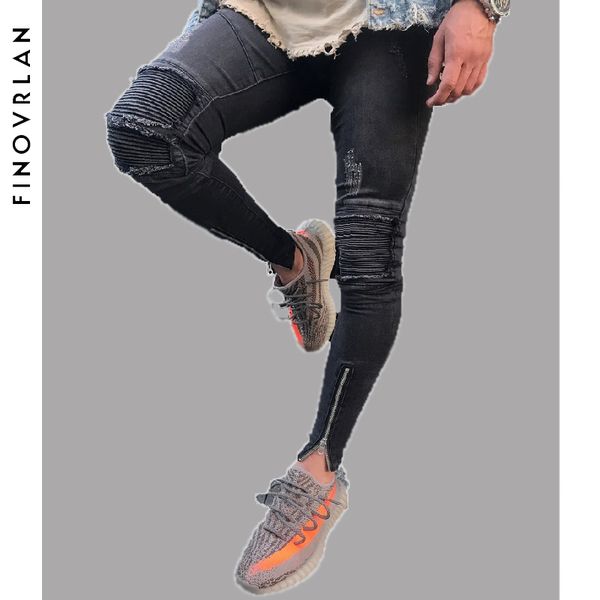 brand slim fit ripped jeans men black hi-street mens distressed denim joggers knee holes washed destroyed ankle zipper jeans, Blue
brand slim fit ripped jeans men black hi-street mens distressed denim joggers knee holes washed destroyed ankle zipper jeans, Blue
