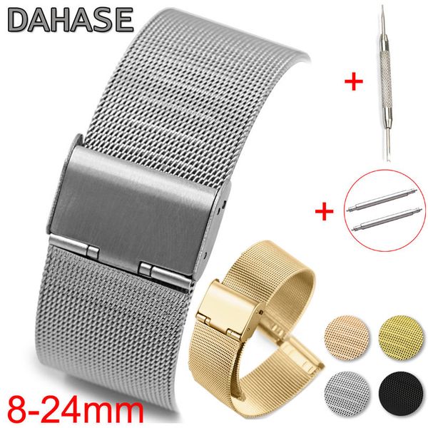 8 10 12 13 14 15 16 17 18 19 20 21 22 23 24mm stainless steel watch band milanese loop meshed strap with buckle release pins, Black;brown
8 10 12 13 14 15 16 17 18 19 20 21 22 23 24mm stainless steel watch band milanese loop meshed strap with buckle release pins, Black;brown