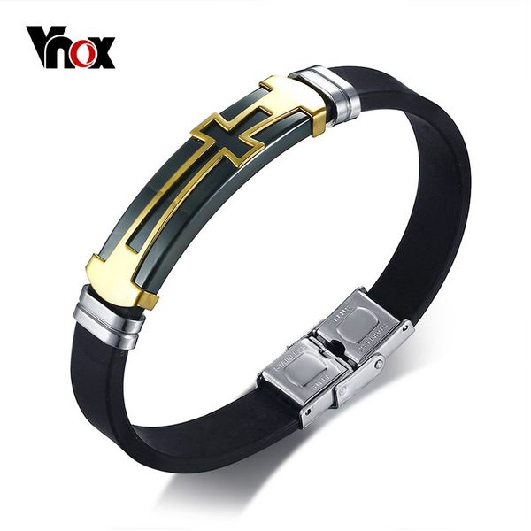 vnox stainless steel cross bracelet bangle for men black silicone wristband masculine cool casual jewelry, Golden;silver
vnox stainless steel cross bracelet bangle for men black silicone wristband masculine cool casual jewelry, Golden;silver
