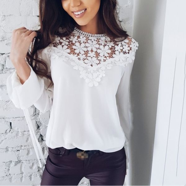 spring summer long sleeve lace chiffon blouses women floral patchwork crocheted lace chiffon hollow out shirts, White
spring summer long sleeve lace chiffon blouses women floral patchwork crocheted lace chiffon hollow out shirts, White