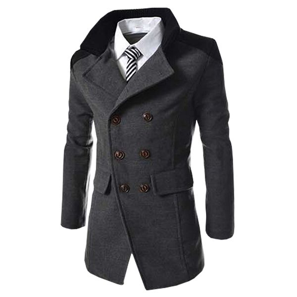 autumn long wool coat men fashion turn-down collar wool blend double breasted pea coat jacket men overcoats, Black
autumn long wool coat men fashion turn-down collar wool blend double breasted pea coat jacket men overcoats, Black