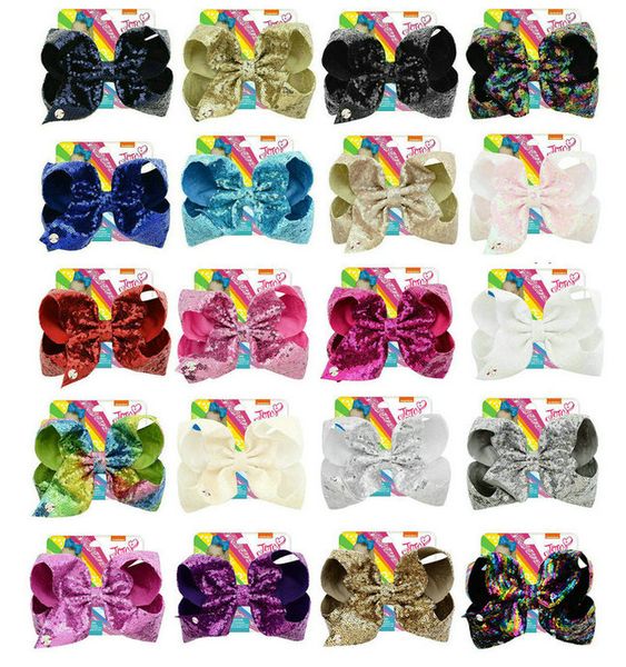 new style jojo bow paillette big bowknot 8 inchs colors mixed girl bobby pin flashing baby hair accessories with cardboard, Slivery;white
new style jojo bow paillette big bowknot 8 inchs colors mixed girl bobby pin flashing baby hair accessories with cardboard, Slivery;white