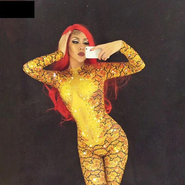women gold snake 3d printed bodysuit sparkling crystals jumpsuit nightclub party dj ds singer stage wear women costumes, Black;white
women gold snake 3d printed bodysuit sparkling crystals jumpsuit nightclub party dj ds singer stage wear women costumes, Black;white