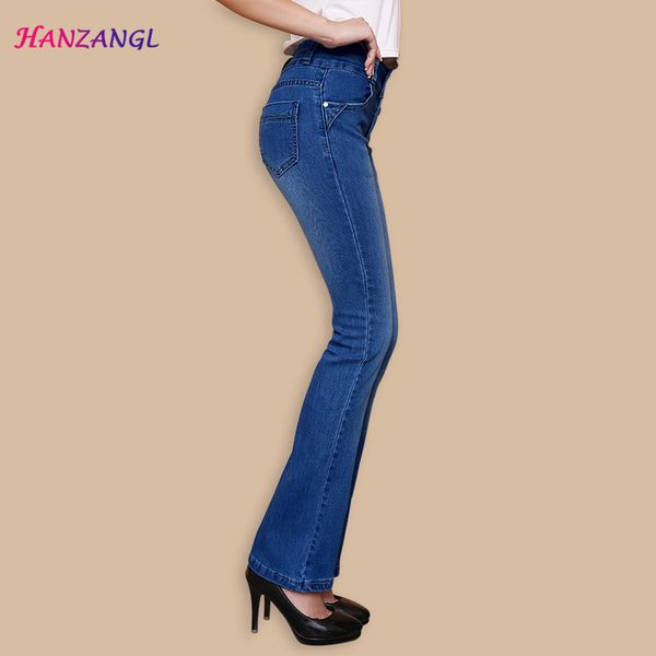 hanzangl women's large size jeans slim high waist elastic micro classic four seasons denim flares trousers, Blue
hanzangl women's large size jeans slim high waist elastic micro classic four seasons denim flares trousers, Blue
