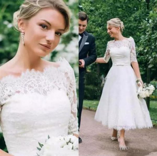 Ankle Length Country Wedding Dresses 2019 Bateau Long Sleeve Lace Appliques Short Garden Beach Bridal Gowns Plus Size robe de mariee
Ankle Length Country Wedding Dresses 2019 Bateau Long Sleeve Lace Appliques Short Garden Beach Bridal Gowns Plus Size robe de mariee