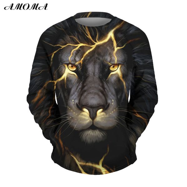 amoma realistic 3d digital print pullover sweatshirt gold lion, Black
amoma realistic 3d digital print pullover sweatshirt gold lion, Black