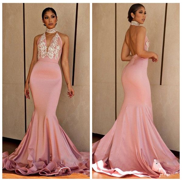 halter 2021 backless lace appliques pearls beaded prom dresses slim evening gowns long formal custom party gowns, Black
halter 2021 backless lace appliques pearls beaded prom dresses slim evening gowns long formal custom party gowns, Black