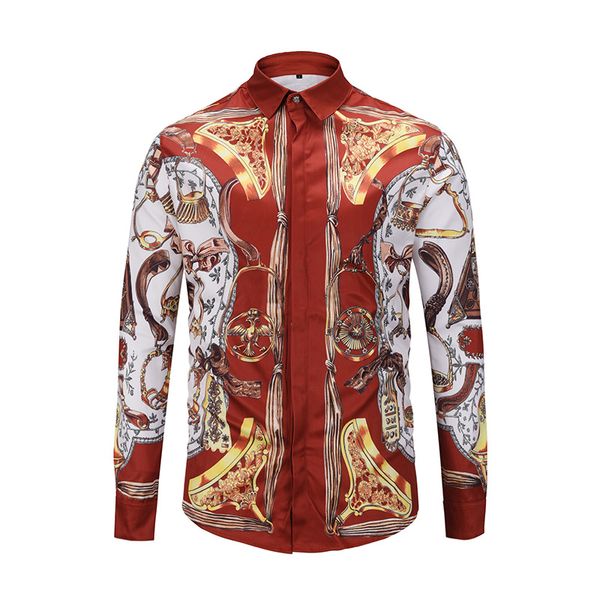 2018 men shirts 3d fashion golden design print long sleeve covered button casual slim fit chemise homme, White;black
2018 men shirts 3d fashion golden design print long sleeve covered button casual slim fit chemise homme, White;black