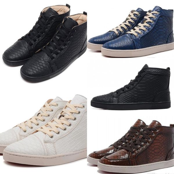 New Black Snake Leather High Top Fashion Sneakers For Man and Women,Lovers Luxury Winter Casual Shoes 36-46