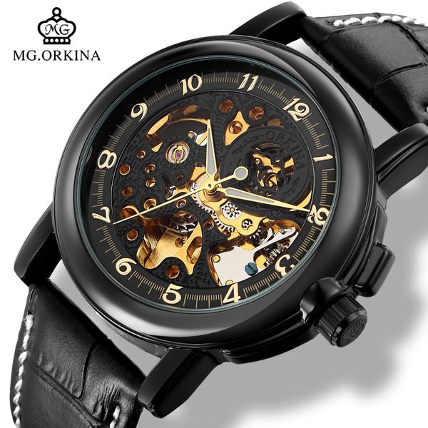 orkina 2018 skeleton mechanical black leather watches men automatic transparent wrist watch male wristwatch relogio automatico, Slivery;brown
orkina 2018 skeleton mechanical black leather watches men automatic transparent wrist watch male wristwatch relogio automatico, Slivery;brown