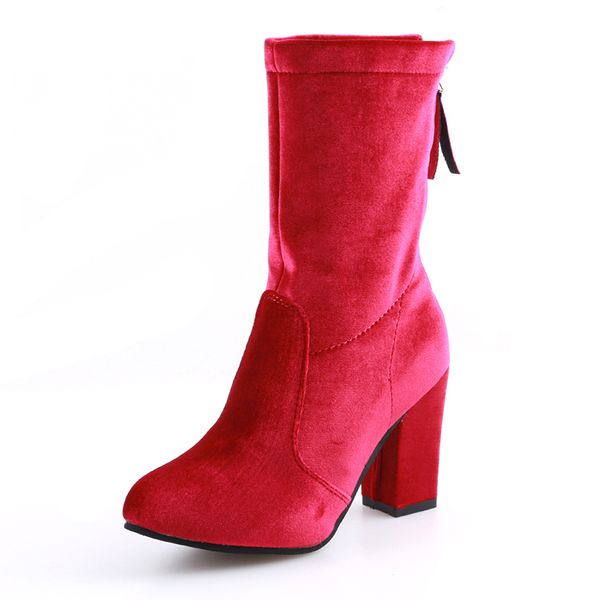 women's boots round toe yarn elastic ankle boots thick heel high heels shoes woman female socks boots 2017 winter, Black
women's boots round toe yarn elastic ankle boots thick heel high heels shoes woman female socks boots 2017 winter, Black