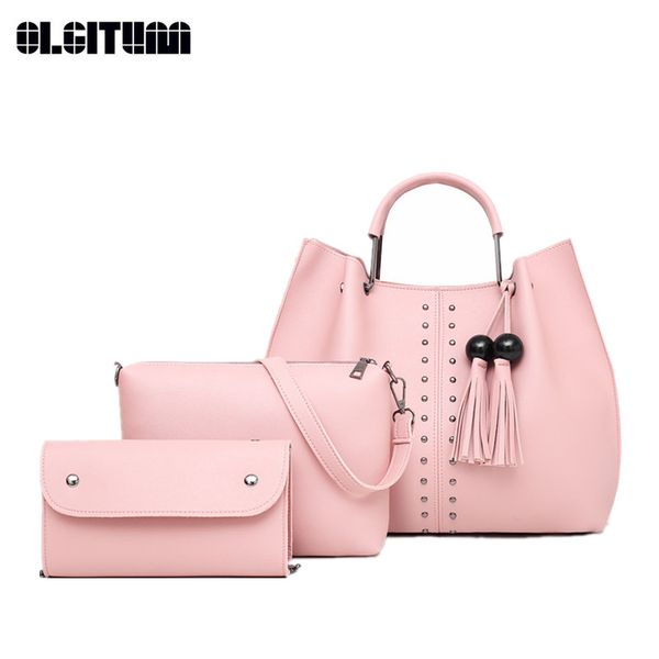 simple design women's handbag set rivet tassel ladies shoulder bag elegant pu set crossbody bag for female hb1050
simple design women's handbag set rivet tassel ladies shoulder bag elegant pu set crossbody bag for female hb1050