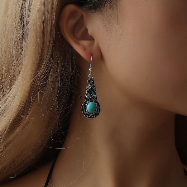 bohemia style large blue shiny crystals vintage personalized drop earrings dangle earrings for women, Silver
bohemia style large blue shiny crystals vintage personalized drop earrings dangle earrings for women, Silver