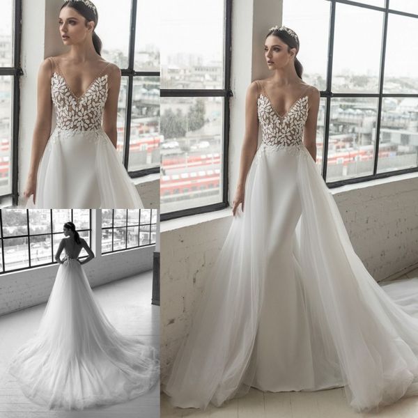 2019 julie vino mermaid wedding dresses v neck backless wedding gowns appliqued plus size boho beach wedding dress, White
2019 julie vino mermaid wedding dresses v neck backless wedding gowns appliqued plus size boho beach wedding dress, White