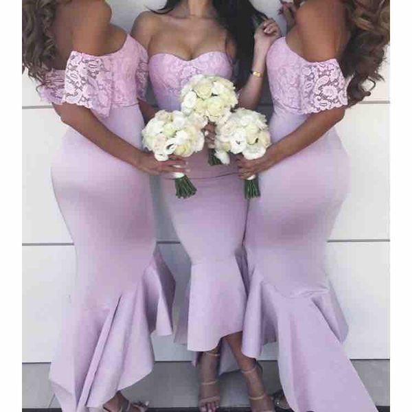 elegant off the shoulder satin mermaid high low bohemia bridesmaid dresses lace ruffles formal wedding guest maid of honor dresses, White;pink
elegant off the shoulder satin mermaid high low bohemia bridesmaid dresses lace ruffles formal wedding guest maid of honor dresses, White;pink
