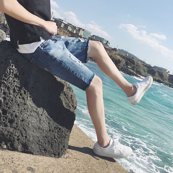 2018 split pants break the hole patch shorts wash summer thin casual 5 cent jeans straight tube fashion ing, Blue
2018 split pants break the hole patch shorts wash summer thin casual 5 cent jeans straight tube fashion ing, Blue