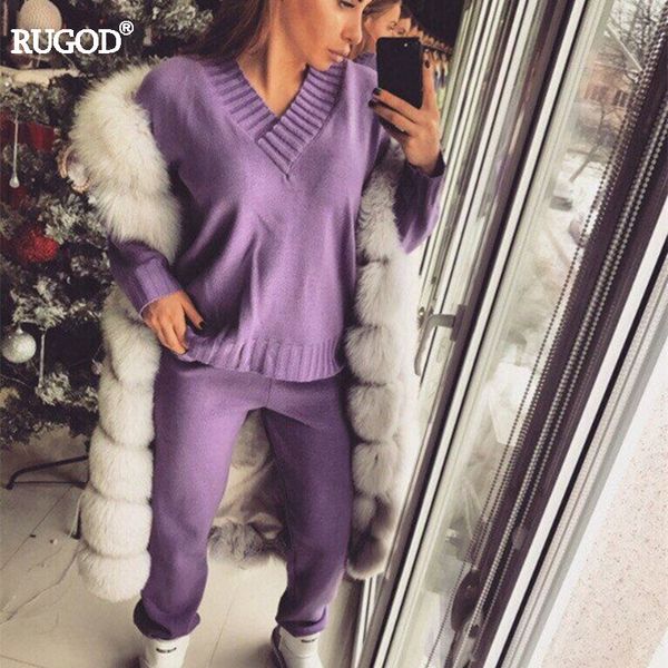 rugod 2018 fashion 2 two piece sets women solid knitted and pants suits v-neck long sleeve pullover+pants tracksuit, White;black
rugod 2018 fashion 2 two piece sets women solid knitted and pants suits v-neck long sleeve pullover+pants tracksuit, White;black