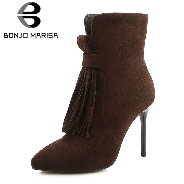 bonjomarisa 2018 autumn winter brand plus size 33-46 women 10 cm high heels ankle boots fashion fringe party boots shoes woman, Black
bonjomarisa 2018 autumn winter brand plus size 33-46 women 10 cm high heels ankle boots fashion fringe party boots shoes woman, Black