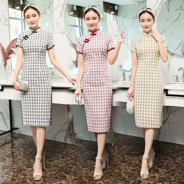 tang show 2018 new fashion chinese traditional cheongsams women slim plaid print cheongsam club festive dress qipao, Red
tang show 2018 new fashion chinese traditional cheongsams women slim plaid print cheongsam club festive dress qipao, Red