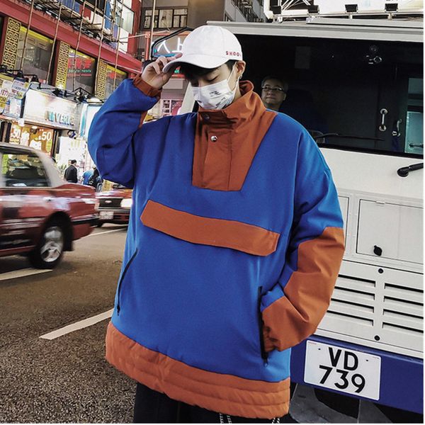 2018 winter clothing port wind loose lapel polyester sleeve cotton coat contrast color men's jacket gray / black / blue m
2018 winter clothing port wind loose lapel polyester sleeve cotton coat contrast color men's jacket gray / black / blue m