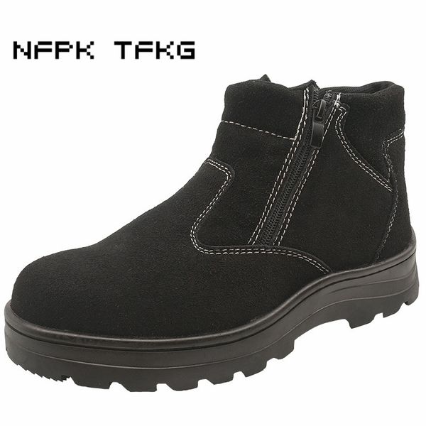 men's big size steel toe cap working safety welding shoes platform puncture proof cow suede leather ankle boots zapatos hombre, Black
men's big size steel toe cap working safety welding shoes platform puncture proof cow suede leather ankle boots zapatos hombre, Black