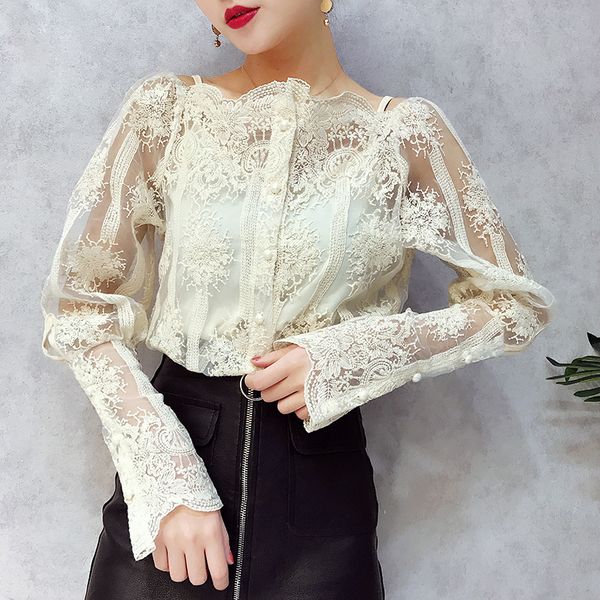 2018 new spring crochet lace shirt blouse for woman black white long sleeve lace fashion office wear lady work
2018 new spring crochet lace shirt blouse for woman black white long sleeve lace fashion office wear lady work