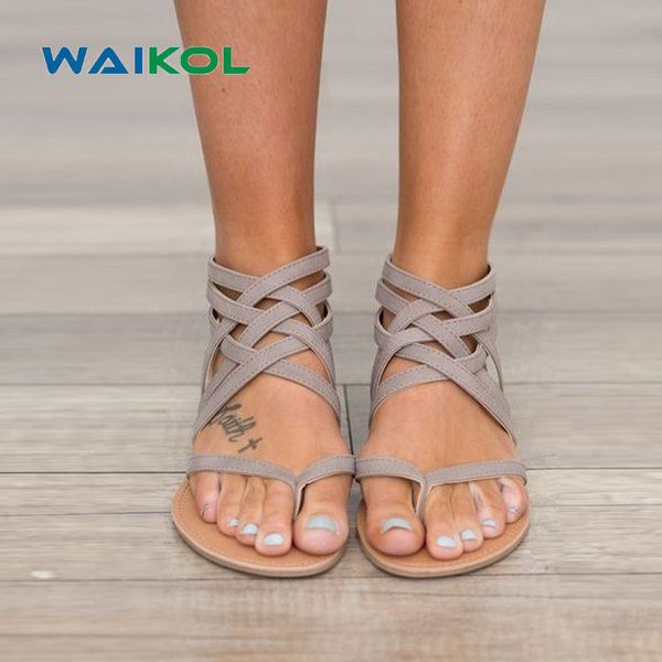 waikol plus size 34-43 flats summer women's sandals new fashion casual shoes for woman european rome sandalias flip flops, Black
waikol plus size 34-43 flats summer women's sandals new fashion casual shoes for woman european rome sandalias flip flops, Black