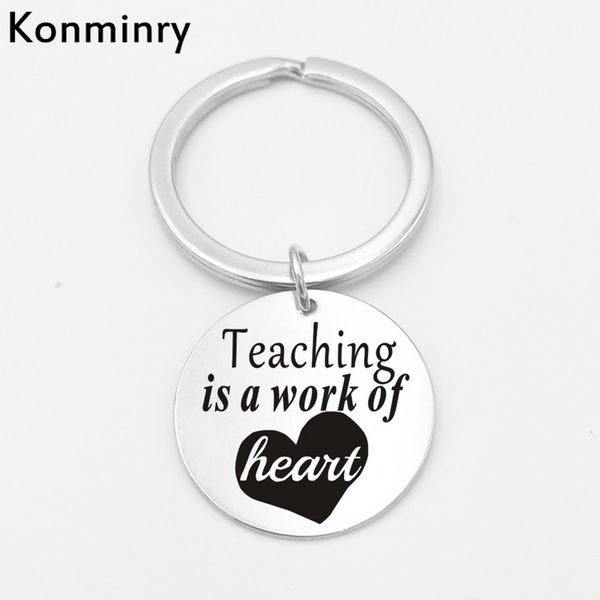 konminry teaching is a work of heart stainless steel key chain holder round pendant merci teacher maitresse gifts jewelry, Silver
konminry teaching is a work of heart stainless steel key chain holder round pendant merci teacher maitresse gifts jewelry, Silver