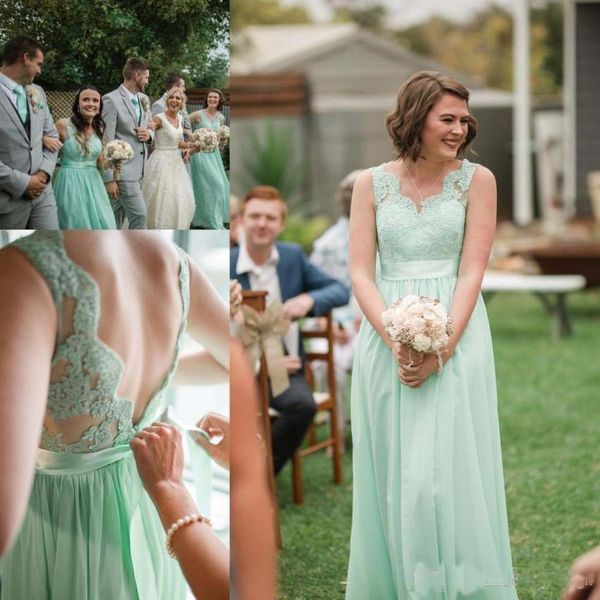 Mint Green Lace Chiffon Bridesmaid Dresses 2018 Backless with Sash Floor Length Wedding Guest Dress For Summer Boho Wedding Party Dresses
Mint Green Lace Chiffon Bridesmaid Dresses 2018 Backless with Sash Floor Length Wedding Guest Dress For Summer Boho Wedding Party Dresses