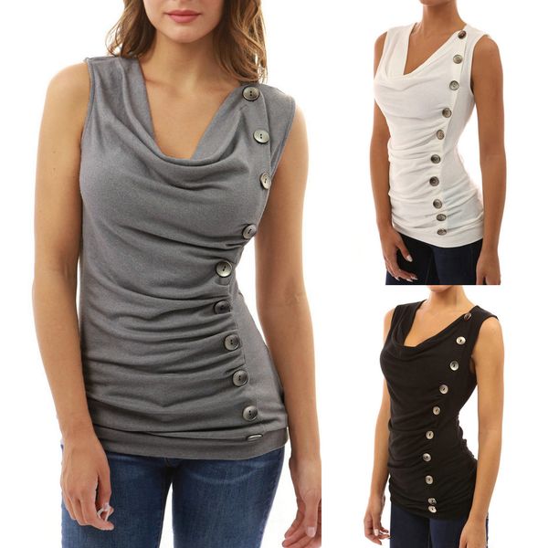 women t-shirt v neck buttons casual plus size s- 3xl sleeveless europen american fashion, White
women t-shirt v neck buttons casual plus size s- 3xl sleeveless europen american fashion, White