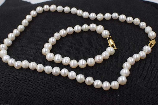 one set freshwater pearl white necklace bracelet 8-9mm nar round fppj wholesale beads nature, Silver
one set freshwater pearl white necklace bracelet 8-9mm nar round fppj wholesale beads nature, Silver