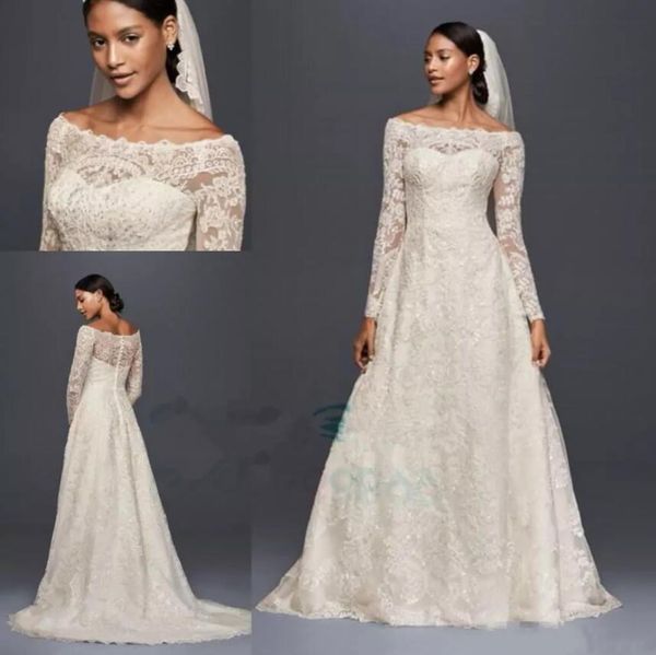 2020 modest wedding dresses long sleeves lace applique off-shoulder bridal gowns garden outdoor plus size oleg cassini wedding dress, White
2020 modest wedding dresses long sleeves lace applique off-shoulder bridal gowns garden outdoor plus size oleg cassini wedding dress, White