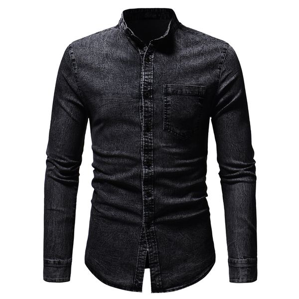 2018 new brand denim jeans shirts men body pocket casual stand collar shirts long sleeves men fashion, White;black
2018 new brand denim jeans shirts men body pocket casual stand collar shirts long sleeves men fashion, White;black