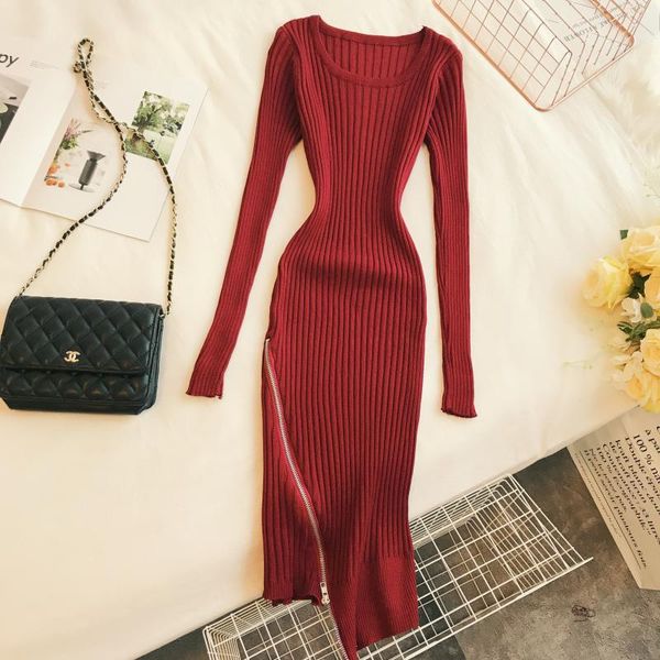 2018 autumn and winter new women o-neck long sleeve irregular hem zipper knit dress female vintage elegant sweater dresses, White;black
2018 autumn and winter new women o-neck long sleeve irregular hem zipper knit dress female vintage elegant sweater dresses, White;black