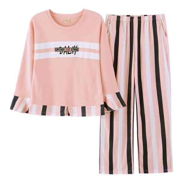 loose ruffled pajamas for girls pajama set cotton long sleeve elastic waist striped pantswomen lounge sleepwear pijamas s87502, Blue;gray
loose ruffled pajamas for girls pajama set cotton long sleeve elastic waist striped pantswomen lounge sleepwear pijamas s87502, Blue;gray