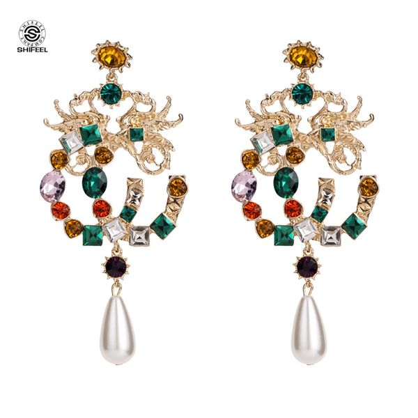 shifel new arrival occident fashion brand style dragon and phoenix color stones letter cc big drop earrings, Silver
shifel new arrival occident fashion brand style dragon and phoenix color stones letter cc big drop earrings, Silver