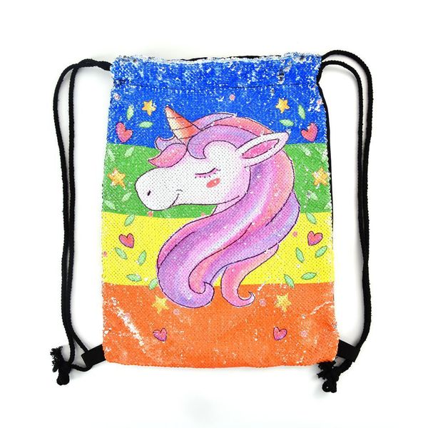 

unicorn sequin backpack drawstring bag for girl school bag kids mermaid horse draw string bags