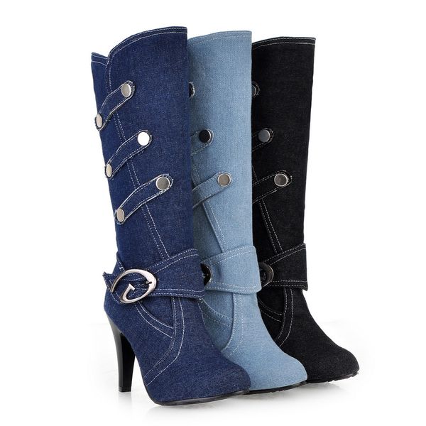 goxpacer autumn casual boots women boots denim high heel thin round toe short plush female fashion shoes platform metal buckles, Black
goxpacer autumn casual boots women boots denim high heel thin round toe short plush female fashion shoes platform metal buckles, Black