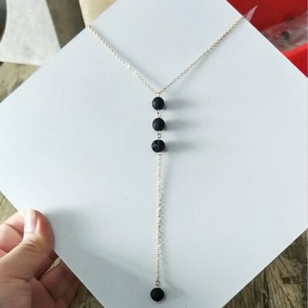 chain tassel natural black lava stone necklace volcanic rock beads diy aromatherapy essential oil diffuser necklaces women jewelry, Silver
chain tassel natural black lava stone necklace volcanic rock beads diy aromatherapy essential oil diffuser necklaces women jewelry, Silver