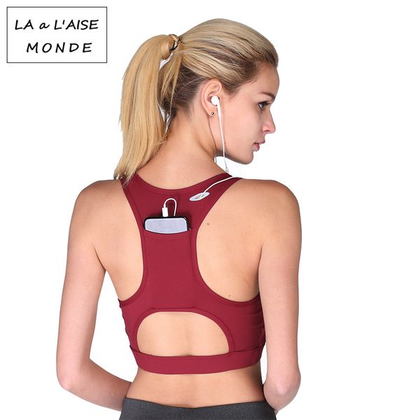 women fitness yoga bra with back phone pocket high elastic sport bra gym sportswear shockproof running push up, White;black
women fitness yoga bra with back phone pocket high elastic sport bra gym sportswear shockproof running push up, White;black