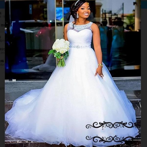 plus size wedding dresses with sheer jewel neck silver beads sash puffy a line african bridal dress vestido de noiva wedding gowns, White
plus size wedding dresses with sheer jewel neck silver beads sash puffy a line african bridal dress vestido de noiva wedding gowns, White