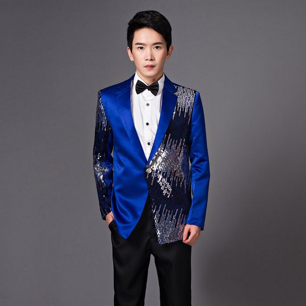 blazer masculino new slim fit men stage costumes sequin tuxedo jacket male chorus singer mc host show suit jacket, White;black
blazer masculino new slim fit men stage costumes sequin tuxedo jacket male chorus singer mc host show suit jacket, White;black