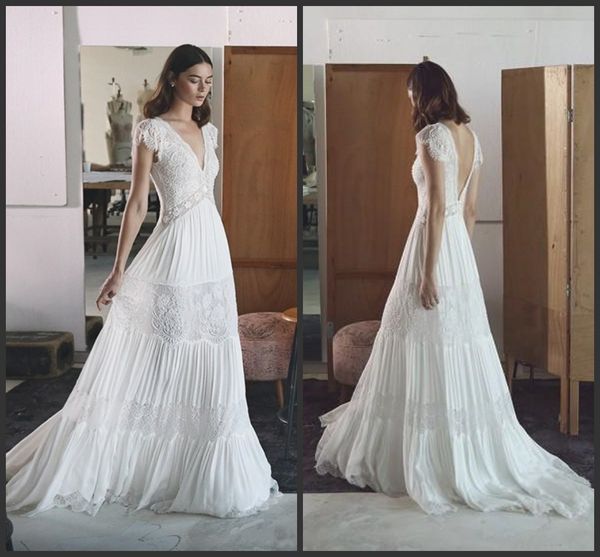 2019 new lihi hod country backless wedding dresses v neck short sleeve lace applique bridal gowns plus size wedding dress 2018, White
2019 new lihi hod country backless wedding dresses v neck short sleeve lace applique bridal gowns plus size wedding dress 2018, White