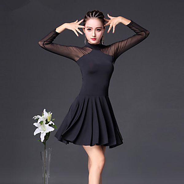 latin dance dresses women's training cotton split joint 3/4 length sleeve high dress, Black;red
latin dance dresses women's training cotton split joint 3/4 length sleeve high dress, Black;red