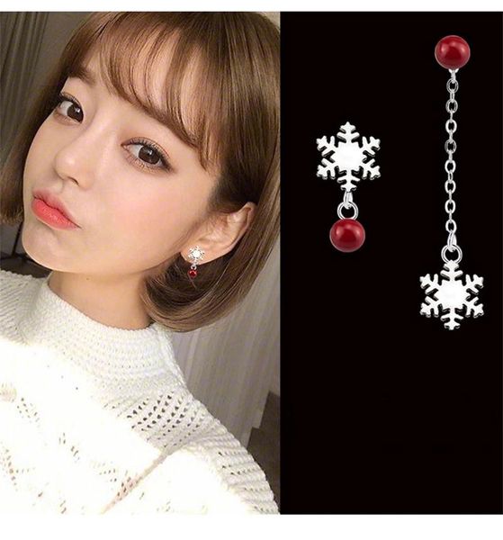 s925 silver earrings red simulated pearl snowflake drop earrings asymmetry chain jewelry for women girls christmas gift
s925 silver earrings red simulated pearl snowflake drop earrings asymmetry chain jewelry for women girls christmas gift