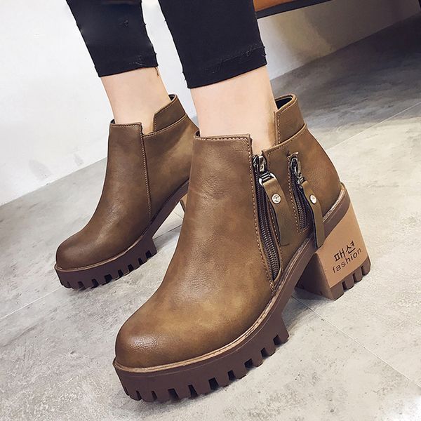 boots 2018 new short tube martin boots women's thick with thick bottom side zip high heel women's booties, Black
boots 2018 new short tube martin boots women's thick with thick bottom side zip high heel women's booties, Black
