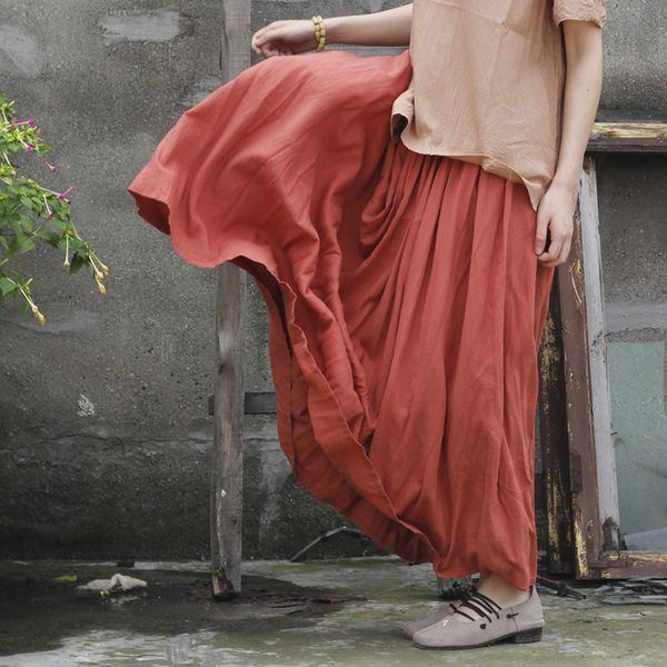 johnature original ladies skirts cotton summer new elastic waist loose pleated solid ankle length casual style, Black
johnature original ladies skirts cotton summer new elastic waist loose pleated solid ankle length casual style, Black