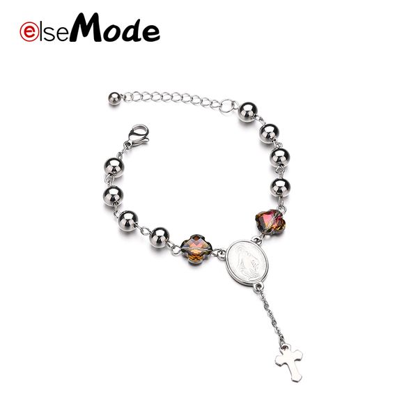 elsemode sweet lovely virgin mary/cross fashion christian crystal pendant bracelets for women cz stainless steel charm jewelry, Black
elsemode sweet lovely virgin mary/cross fashion christian crystal pendant bracelets for women cz stainless steel charm jewelry, Black