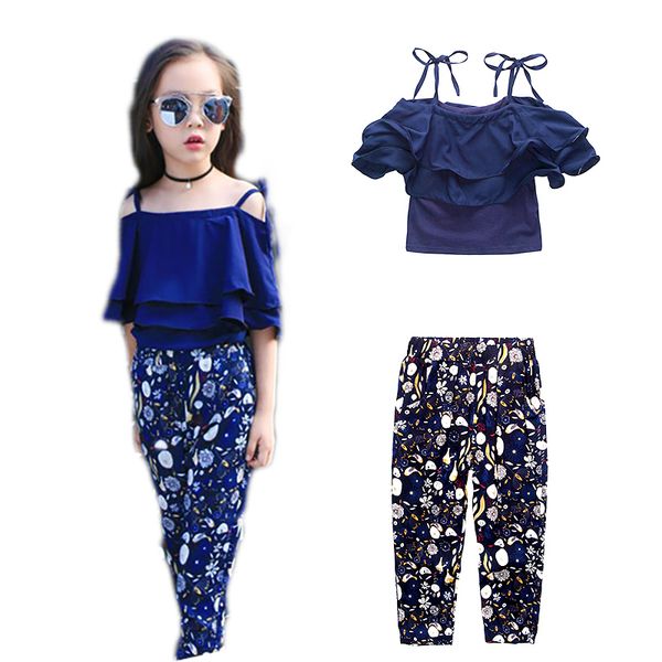 girls set clothes kids fashion sling shirt floral pant two piece children summer suit girls boutique outfits, White
girls set clothes kids fashion sling shirt floral pant two piece children summer suit girls boutique outfits, White
