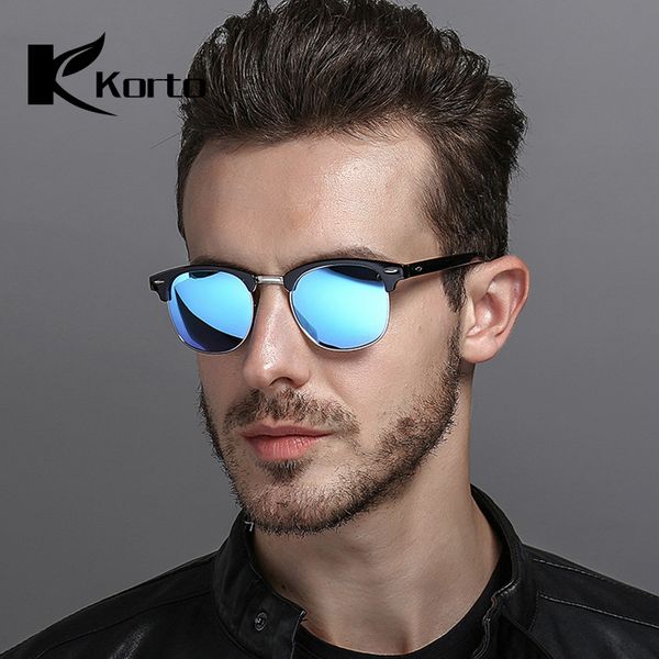 

polarized horn rimmed half frame sun glasses for men semi rimless women sunglasses designer classic male polarizing eyeglasses, White;black